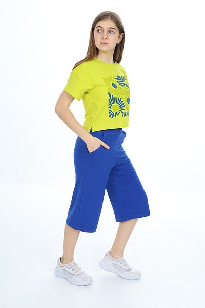 Toontoy Girl's Flw Paradise Printed Capri Suit