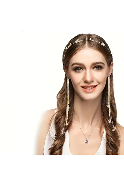 Eva Flore Coroană cu ciucuri de fluture cu perle și cristale pentru fete - Coroană de maternitate