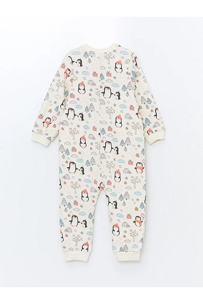 LC Waikiki Lcw Eco Beige Printed 1.6 Tog Printed Long Sleeve Baby Girl Romper