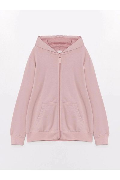 LC Waikiki LCW Детски суичър с цип и дълъг ръкав за момиче с качулка