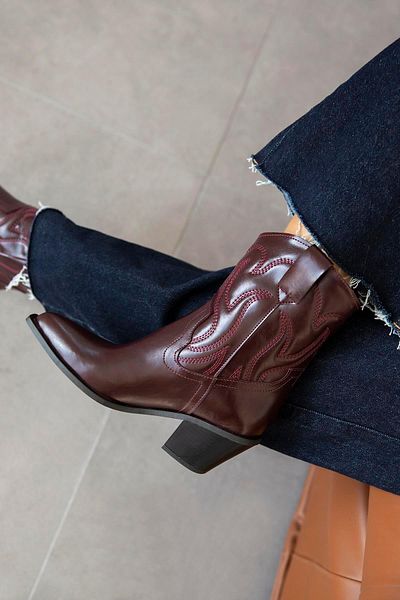 STRASWANS Hadley Burgundy Leather Women's Heeled Boots