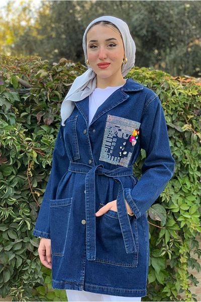Moda Rosa 25K5269 - Dark Blue - Jeans Jacket with Pocket