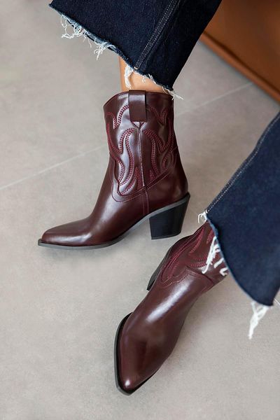 STRASWANS Hadley Burgundy Leather Women's Heeled Boots