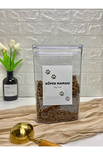 MODA OZY 1Adet 2900ml Akrilik Vakum Köpek Maması Saklama Kabı Düzenleyici