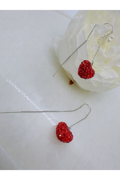 MFM STORE Heart Model Chain Detail Earring