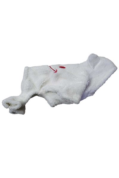LilyPet Fleece White Hooded Jumpsuit Smiling Face Cat-Dog Outfit