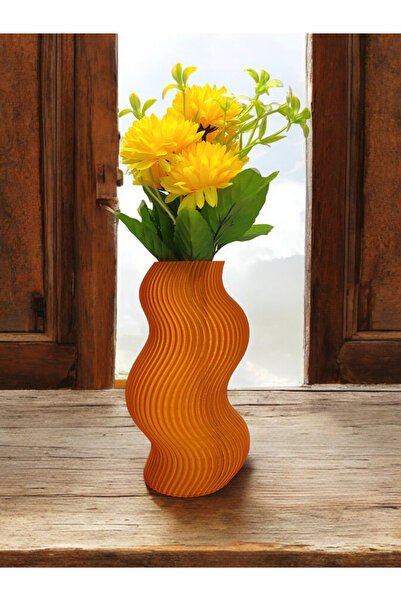 Maflen Dalgalı Çizgili Burgu İskandinav Tarz Özel Tasarım Dekoratif Vazo Biyo...