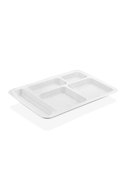 CocoVia Polycarbonate Unbreakable Dining Hall Serving Plate with Tabdot Compartment, 40X28 cm (1 Piece)