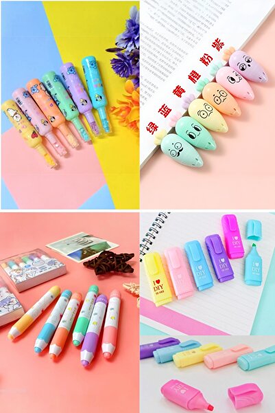 LYLLIA 4 adet 6'lı Fosforlu Kalem Set İşaretleme Kalemi