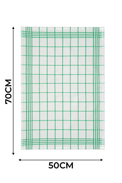 Tuable Waffle Desen 3'lü Elma Yeşil Mutfak Kurulama Bezi, Beslenme Örtüsü, Amerikan Servisi, Set 50x70cm