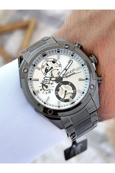 Ferrucci Functions Active 3 Atm Waterproof Steel Band Men Wrist Watch Fc03335Fm.3