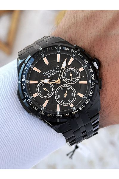 Ferrucci Functions Active 3 Atm Waterproof Steel Band Men Wrist Watch Fc03324Fm.4