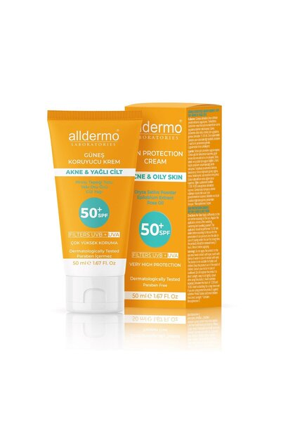Alldermo Akne ve Yağlı Ciltler için Güneş Kremi SPF50 50 ml