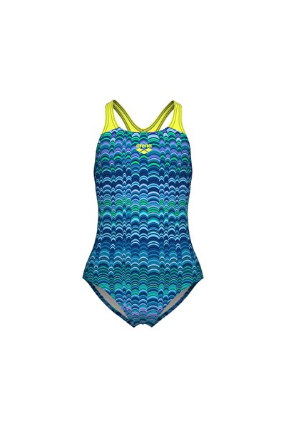 ARENA Girl's Arena Ondulation Swimsuit Swim Pro Back Multi Navy Soft Green