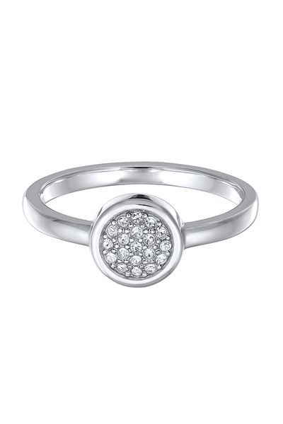 ELLI Ring Damen Solitär Rund Silberfarbend Mit Kristallen