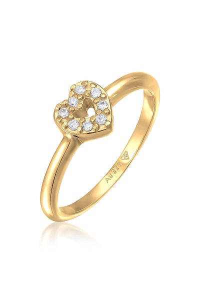 ELLI Ring Ladies Stack Heart Romantic Sparkling With Zirconia In 925 Sterling Silver