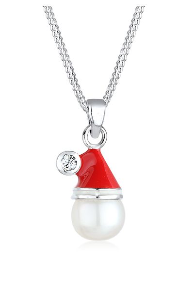 ELLI Halskette Weihnachtsmütze Kristalle 925 Sterling Silber