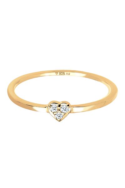 ELLI Ring Ladies Solitaire Heart Symbol With Diamond (0.04 CT.) In 925 Sterling Silver