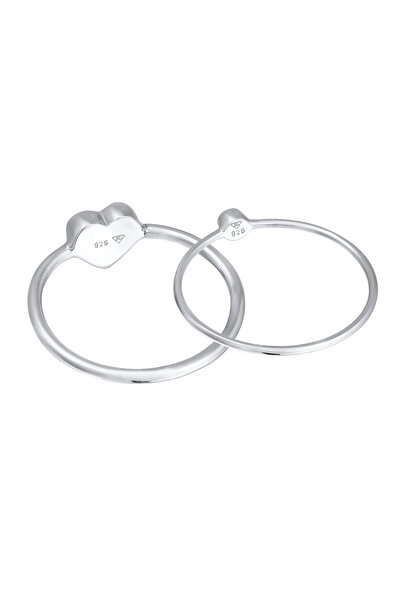 ELLI Dámský prsten solitaire srdce s láskou a krystalem ze sterlingového stříbra 925