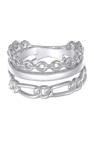 ELLI 3-Reihig Gold Farbe Ring Glieder Bandring - Damen