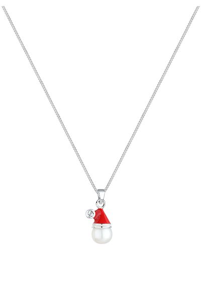 ELLI Halskette Weihnachtsmütze Kristalle 925 Sterling Silber