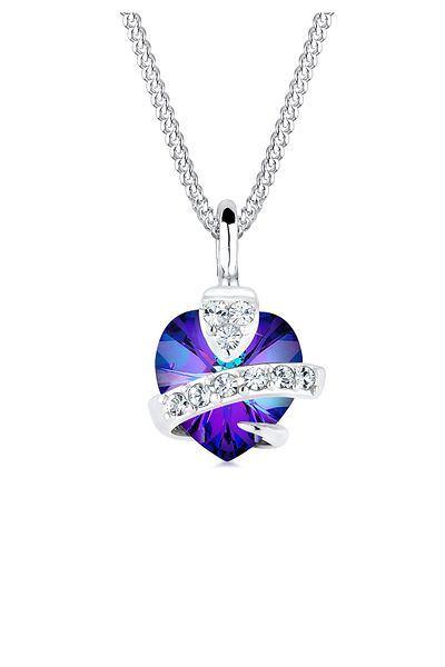ELLI Halskette Damen Herz Anhänger Glamourös mit Kristallen in 925 Sterling Silber