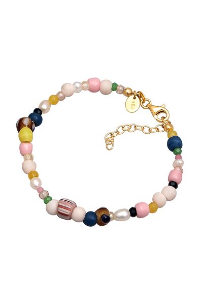 ELLI Armband Damen Glasperlen Edelsteine Sommer mit Süßwasserzuchtperle in 925 Sterling Silber