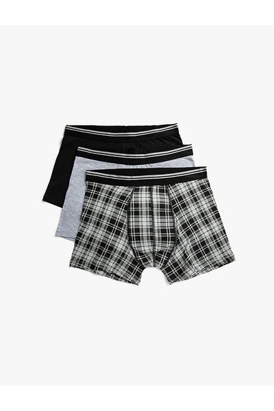 Koton Σετ Boxer 3 τεμαχίων με καρό σχέδιο - Πολύχρωμο