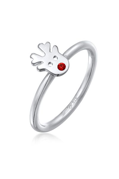 ELLI Ring Damen Basic Rentier Weihnachten mit Kristall in 925 Sterling Silber