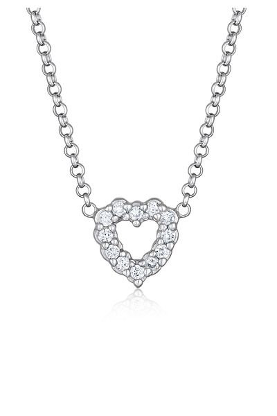 ELLI Halskette Damen Herz-Anhänger Love mit Lab-grown Diamanten (0,18 ct) in 925 Sterling Silber
