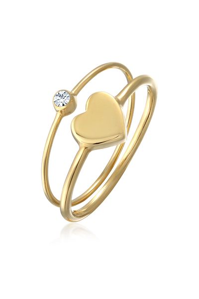 ELLI Ring Ladies Solitaire Heart Love Set With Crystal In 925 Sterling Silver