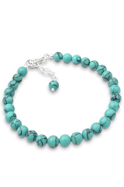 ELLI Náramek Ball Boho Howlite ze sterlingového stříbra 925