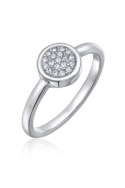 ELLI Ring Damen Solitär Rund Silberfarbend Mit Kristallen