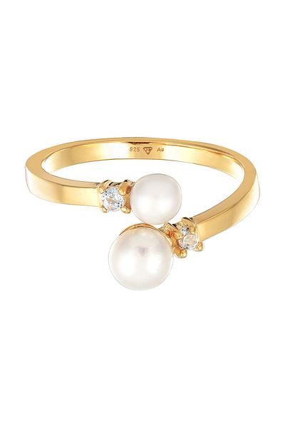 ELLI Ring Premium Ring Ladies Wrap Open Classic With Freshwater Cultured Pearls In 925 Sterling Silv