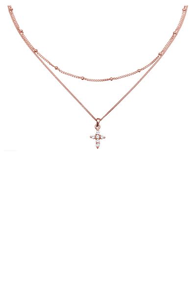 ELLI Dámský náhrdelník se zirkonem Choker - vrstvený křížový design, stříbro 925