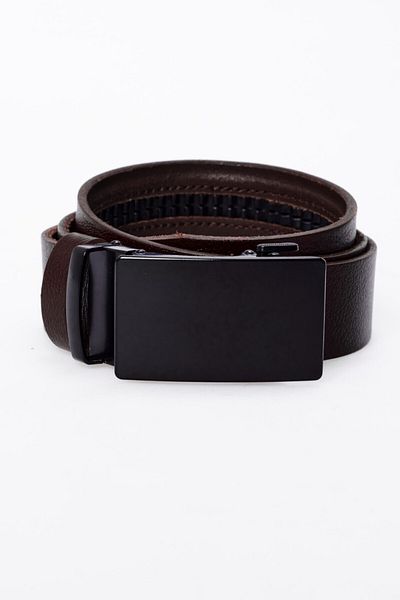 derikem 100% Genuine Buffalo Leather - Classic Men's Belt with Automatic Buckle and No Holes, Brown