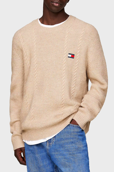 Tommy Jeans Streç Slim Fit Bisiklet Yaka Örme Kazak Erkek KAZAK DM0DM19440 AB9