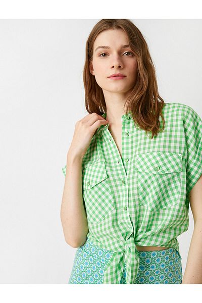 Koton Shirt with Pockets, Short Sleeve, Judge Collar