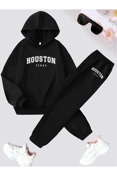 Elfa Tekstil Houston Texas Hooded Tracksuit Bottom Top Set