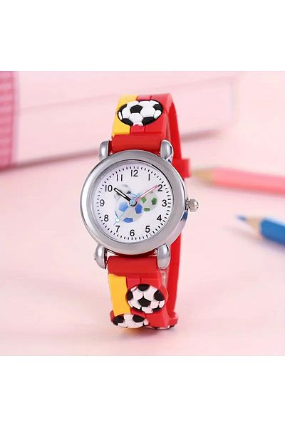 SERARES Football Themed, Yellow and Red Colored Boy's Wristwatch