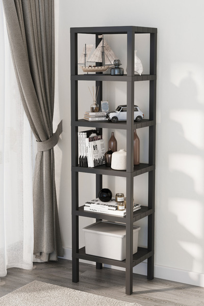 Heredot Mithra Life 6 Katlı Plastik Siyah Banyo Mutfak Rafı Mıt1045