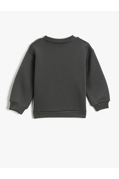 Koton Cat Printed Sweatshirt Long Sleeve Crew Neck Ribbed