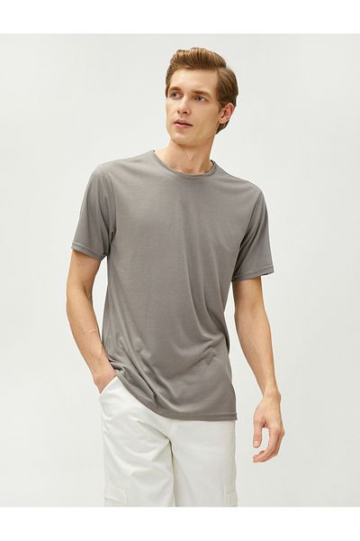 Koton Basic T-Shirt Crew Neck Short Sleeve Label Detailed