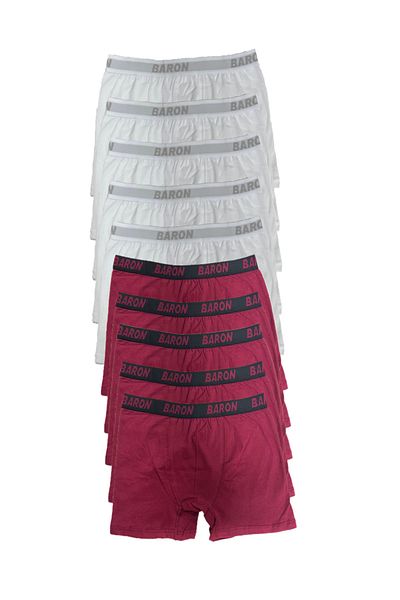 Modaley Giyim 10 Τεμάχια Οικονομικό Lycra Boxer Short Λευκό-μπορντό -ml01