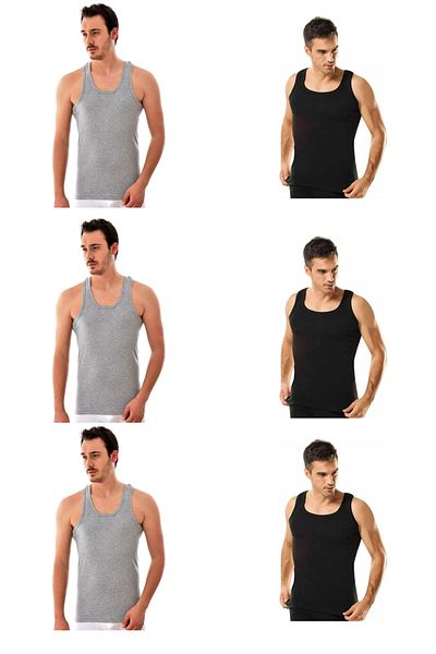 SİERNA Men's Combed Cotton Undershirt 6 Pack Economical Srn-001281