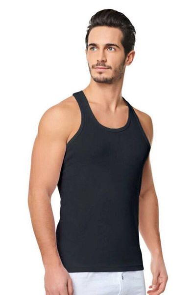 SİERNA Men's Black Combed Cotton Sports Athlete