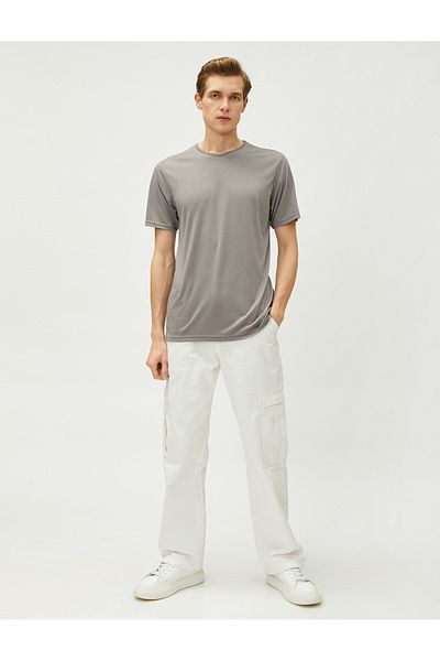 Koton Basic T-Shirt Crew Neck Short Sleeve Label Detailed