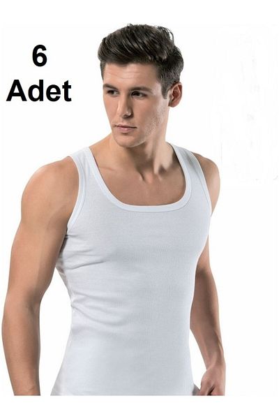SİERNA 6 Pieces m Size White Men's Singlet 120-038 Srn-001410