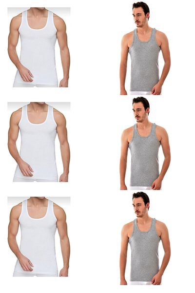 PİERLES Men's Combed Cotton Undershirt 6 Pack Economical Campaign