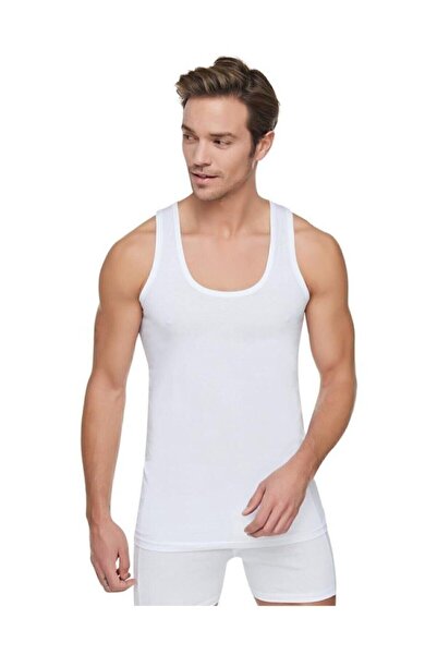 Modaley Giyim Baytas Men's White Cotton Tank Top 12 Pack